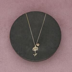 sterling silver gold plate cz flower necklace size 16.5-18.5in